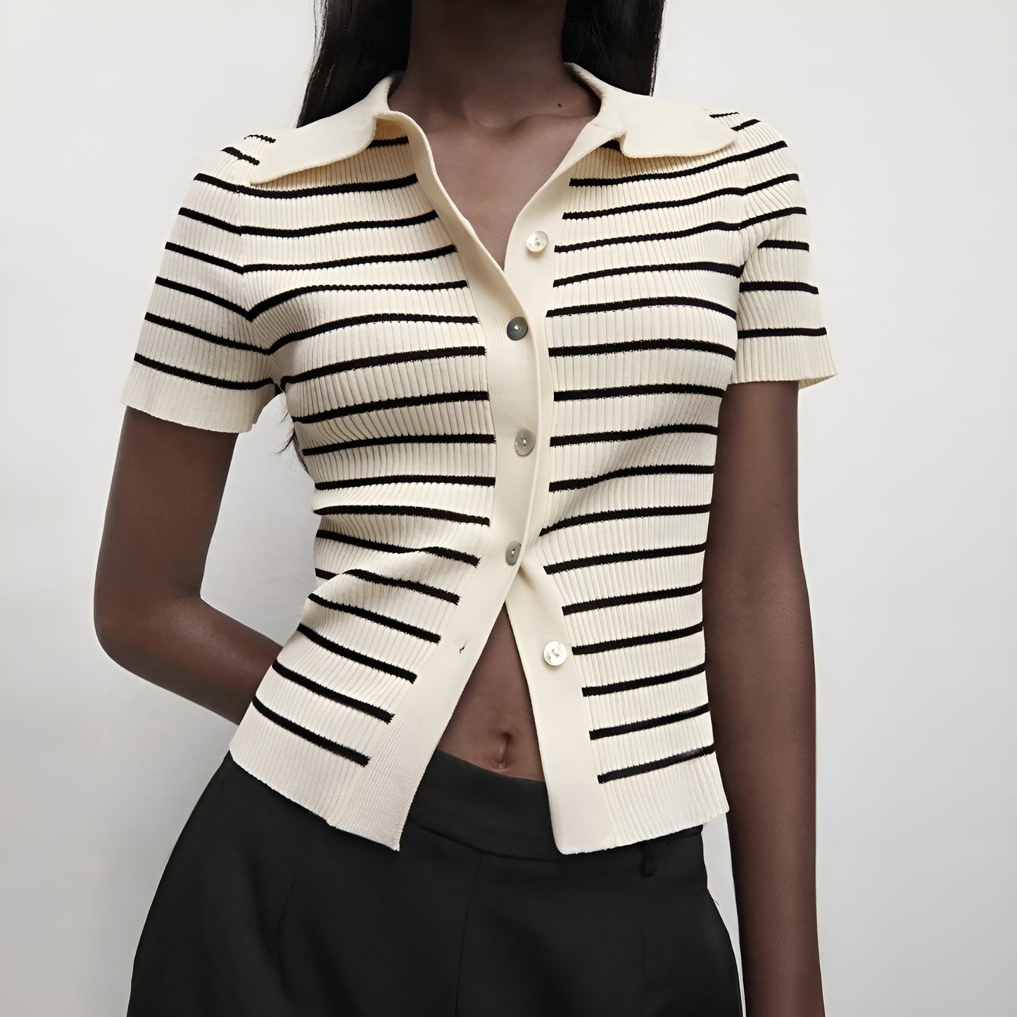 Colette™ | Gestreepte Cardigan - Elegantie & Comfort in Micro-Stretch