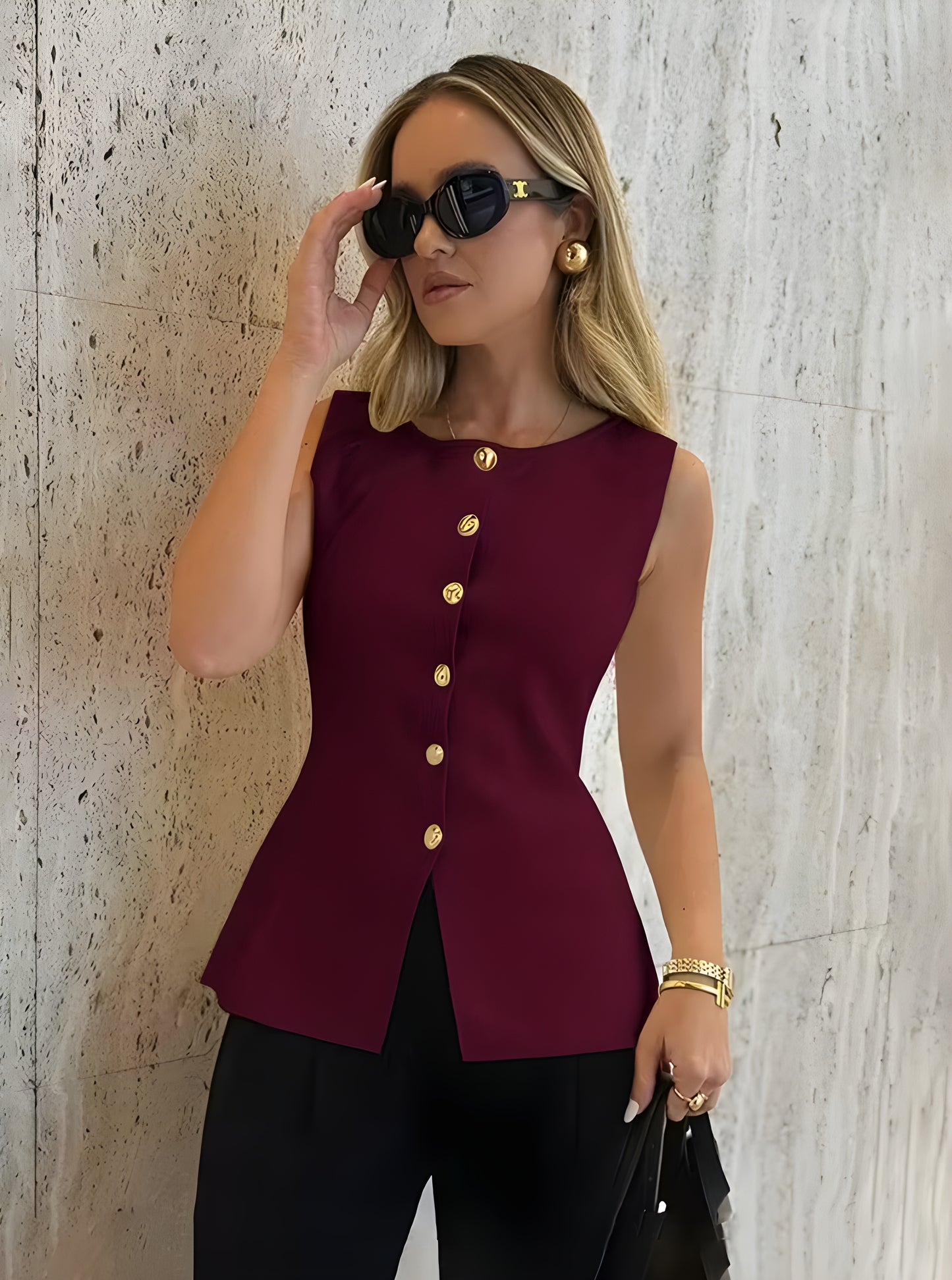 AURORA™ | Elegante Slim Fit Vest met Gouden Details